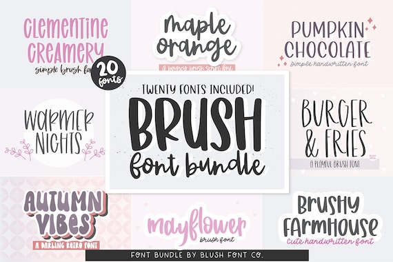 20 FONTS! BRUSH Font Bundle, Font Bundle for Cricut, Font bundle for crafters, handwriting fonts, sans fonts, cute, girly, procreate fonts
