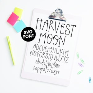 SVG Font INSTANT DOWNLOAD &quot;Harvest Moon&quot; svg font, cut file, thin serif font, hand lettered font, svg alphabet cut, dxf cut font, monogram