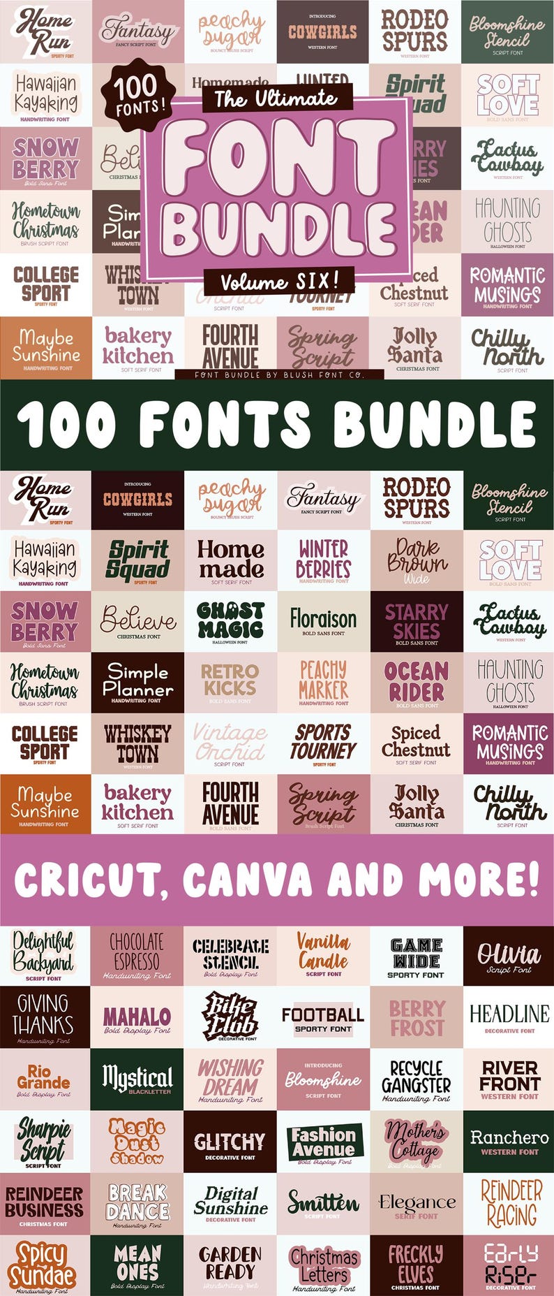 New 100 FONTS Vol. 6 - ULTIMATE Font Bundle, Huge Font Bundle, Cricut ...