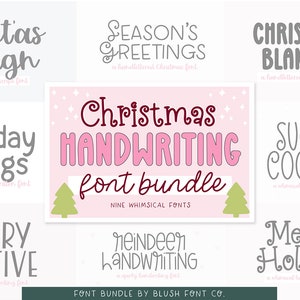 Christmas Handwriting Font Bundle Vol. 1 Font Bundle for Cricut, handwriting fonts, cute font bundle, christmas fonts, goodnotes font bundle