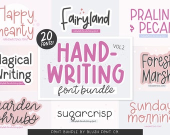 20 FONTS! Handwriting Font Bundle Vol. 2, Font Bundle for Cricut, handwriting fonts, sans fonts, cute font bundle, girly, procreate fonts,