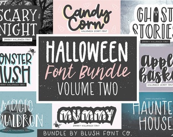 Halloween Font Bundle Vol 2, .OTF installable fonts, hand lettered fonts, script fonts, cricut, fall fonts, halloween fonts, halloween party