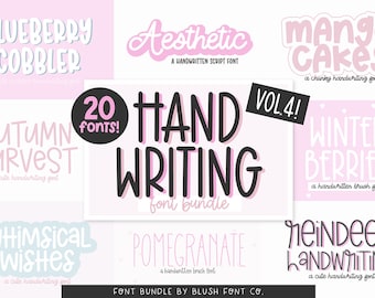 20 FONTS! Handwriting Font Bundle Vol. 4, Font Bundle for Cricut, handwriting fonts, sans fonts, cute font bundle, girly, procreate fonts