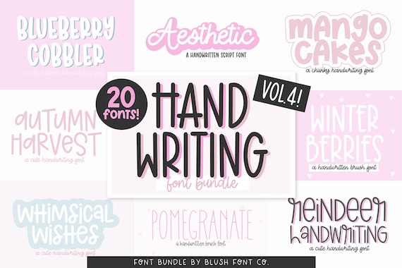 20 FONTS Handwriting Font Bundle Vol. 4, Font Bundle for Cricut