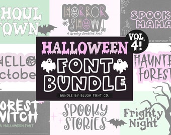 Halloween Font Bundle Vol 4, .OTF installable fonts, halloween fonts, cricut halloween, fall halloween fonts, halloween party, procreate