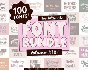 New 100 FONTS Vol. 6 - ULTIMATE Font Bundle, Huge Font Bundle, cricut font bundle, font bundle, goodnotes fonts, cursive, vintage fonts cute