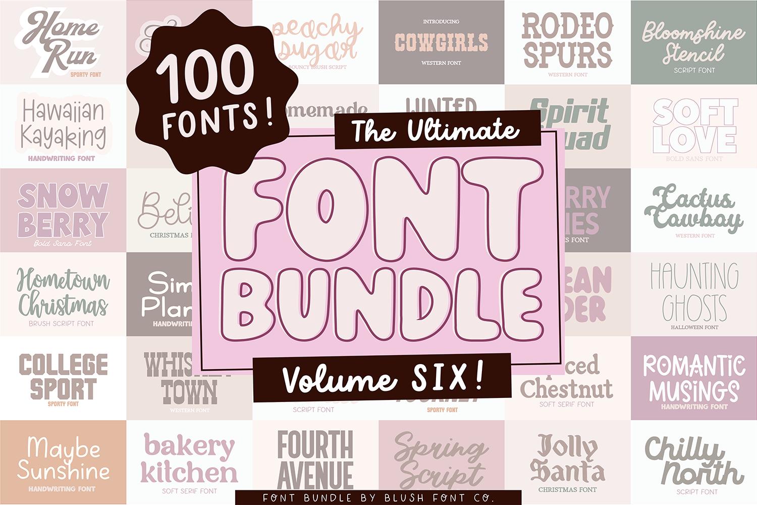 New 100 FONTS Vol. 6 - ULTIMATE Font Bundle, Huge Font Bundle, Cricut ...