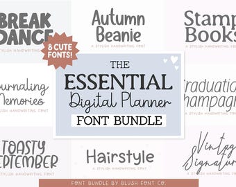 The ESSENTIAL Digital Planner Handwriting Font Bundle Vol. 14, Bundle for Goodnotes, handwritten, canva, cricut, autumn, notebook, planning