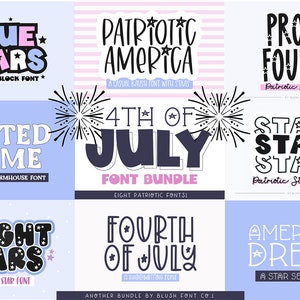 4th of July Font Bundle, patriotic fonts, brush font, summer font bundle, July fonts, star fonts, cricut, military fonts, independence day
