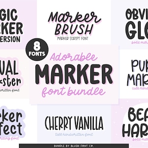 Marker Handwriting Font Bundle Vol. 1, Font Bundle for Cricut, handwriting fonts, cute font bundle, procreate fonts,marker fonts school font