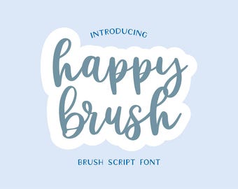 Instant .OTF Font "Happy Brush" brush font, cute fonts, handwriting script, handwritten, cricut, girly font, procreate font, brush cursive