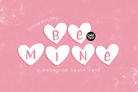 Buy Instant .OTF Font be Mine Valentines Heart Monogram Font