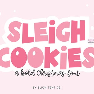 Carattere natalizio "Sleigh Cookies" Visualizza carattere natalizio, carattere natalizio in grassetto, cartoline di Natale, decorazioni, caratteri carini, stravaganti, divertenti, procrea