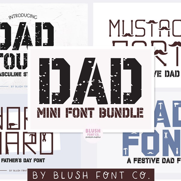 DAD FONT BUNDLE .otf Father's Day fonts, dad fonts, masculine fonts, bold sports stencil font, dad font, father's day card svg, dad gift diy