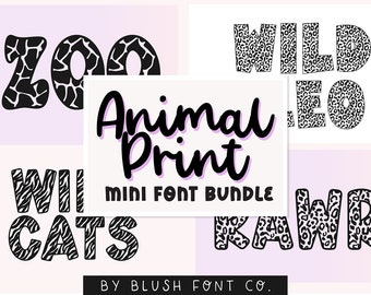 MINI FONT BUNDLE Animal Print Font Bundle for Cricut, animal fonts, cute fonts, textured fonts, leopard print fonts, tiger font, giraffe zoo