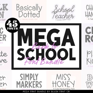 MEGA Back To School Font Bundle for Cricut, handwriting fonts, kids fonts, school fonts, fonts, cricut fonts, teacher fonts, cursive fonts