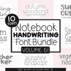 Notebook Handwriting Font Bundle Vol. 6, Font Bundle for Cricut, handwriting fonts, cute font bundle, procreate fonts, note taking fonts