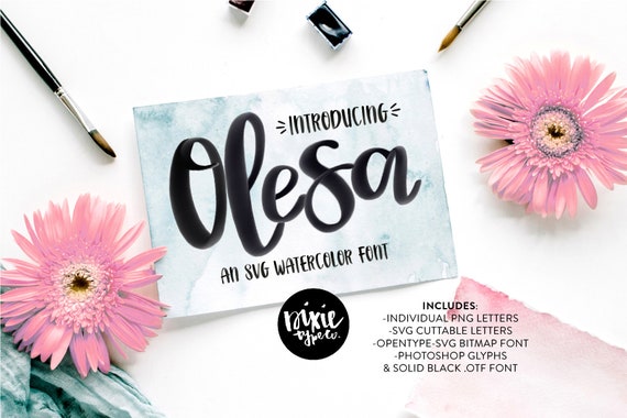 Download Olesa Watercolor Svg Font Includes Svg Cuttable Letters Png Etsy