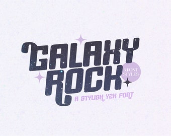 Fuente .OTF instantánea "Galaxy Rock", una fuente millenium y2k, fuentes retro, fuentes para camisetas, fuente de moda, cricut, fuente para camisetas, fuente funky, estética y2k