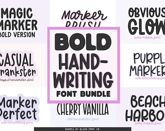 Bold Handwriting Font Bundle Vol. 1, Font Bundle for Cricut, handwriting fonts, cute font bundle, procreate fonts, marker fonts school font