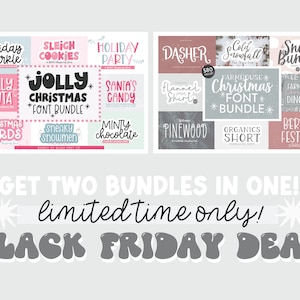 BLACK FRIDAY Limited Time Offer, Christmas Font Bundle Duo, Huge Font Bundle, cricut fonts, font bundle, procreate fonts, christmas fonts