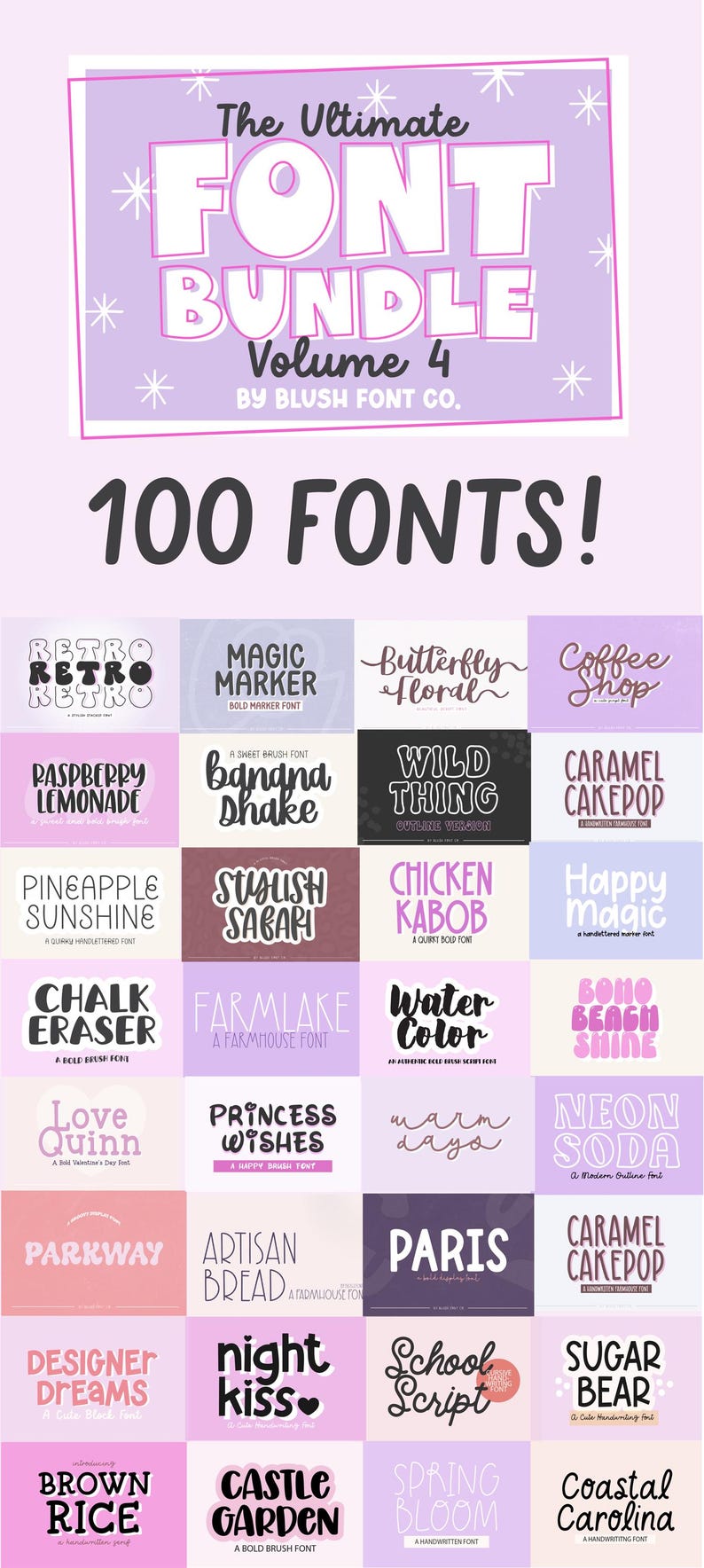 New! 100 FONTS - 2022 Edition ULTIMATE .otf Font BUNDLE, Huge Font ...
