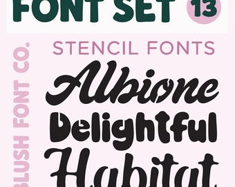 FONT SET 13: Stencil Fonts, Font Bundle for Cricut, Stencil Font Bundle, cute fonts, stencil cursive, girly, bold stencil, stencil script