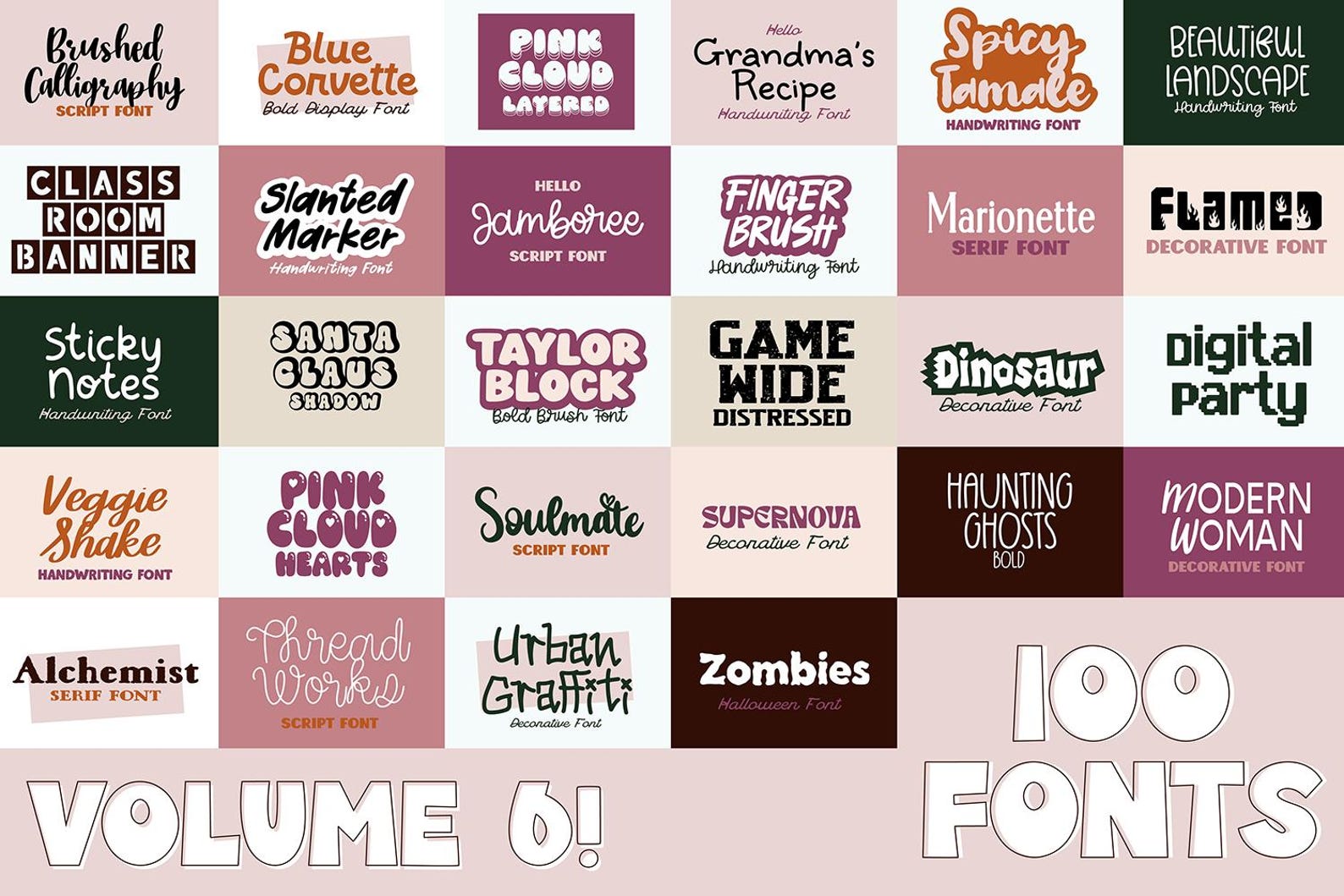 New 100 FONTS Vol. 6 - ULTIMATE Font Bundle, Huge Font Bundle, Cricut ...