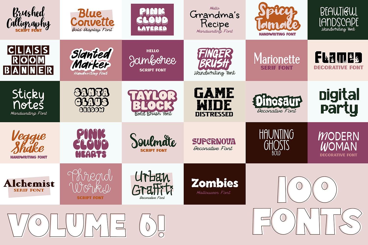 New 100 FONTS Vol. 6 - ULTIMATE Font Bundle, Huge Font Bundle, Cricut ...