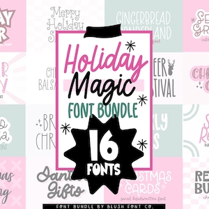 16 FONTS! HOLIDAY MAGIC Font Bundle - Font Bundle, Font Bundles for Cricut, handwriting fonts, holiday font bundle, christmas font bundle
