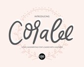 INSTANT .OTF DOWNLOAD "Coralee" font file, .otf file, script, pretty script font, wedding font, hand lettered brush font, cursive, ligatures