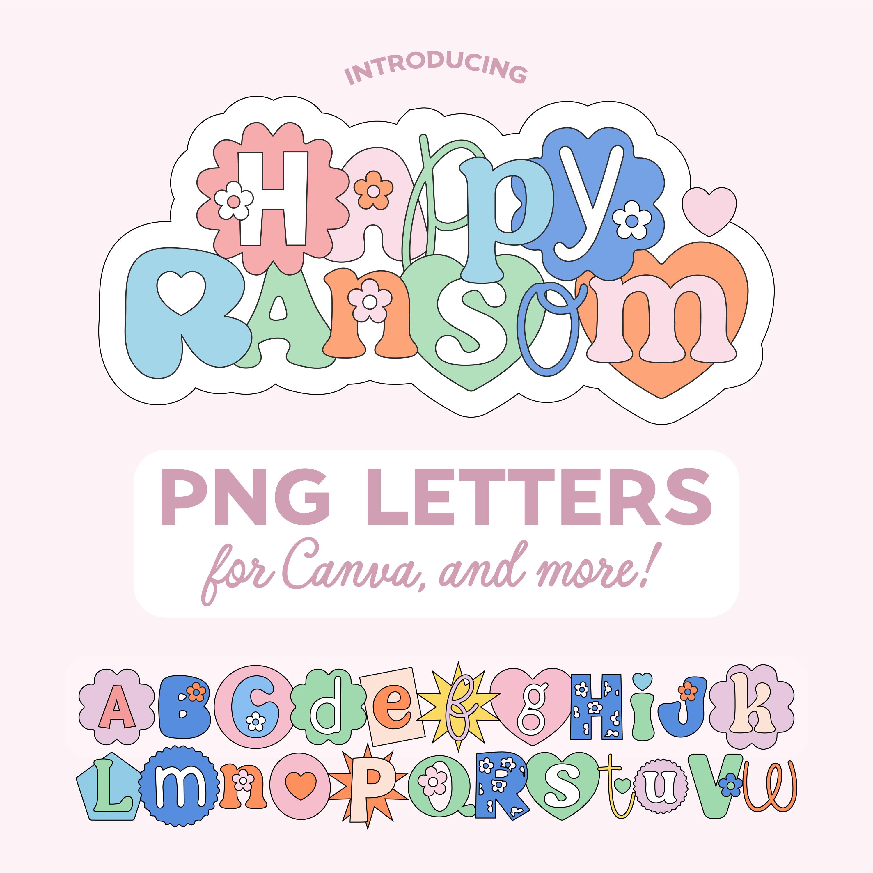 Happy Ransom Retro Floral PNG Letters (digital Download) Cute Retro ...