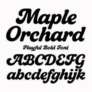 DIREKT .OTF-NEDLADDNING "Maple Orchard" ett tjockt, sött, fetstilsnitt, titeltypsnitt, bubbeltypsnitt, Canva-typsnitt, söta hösttypsnitt, roligt displaytypsnitt