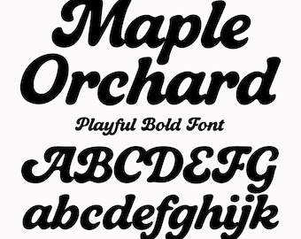INSTANT .OTF DOWNLOAD Maple Orchard" a chunky cute bold font, title font, bubble fonts, canva fonts, cute autumn fonts, display fun font