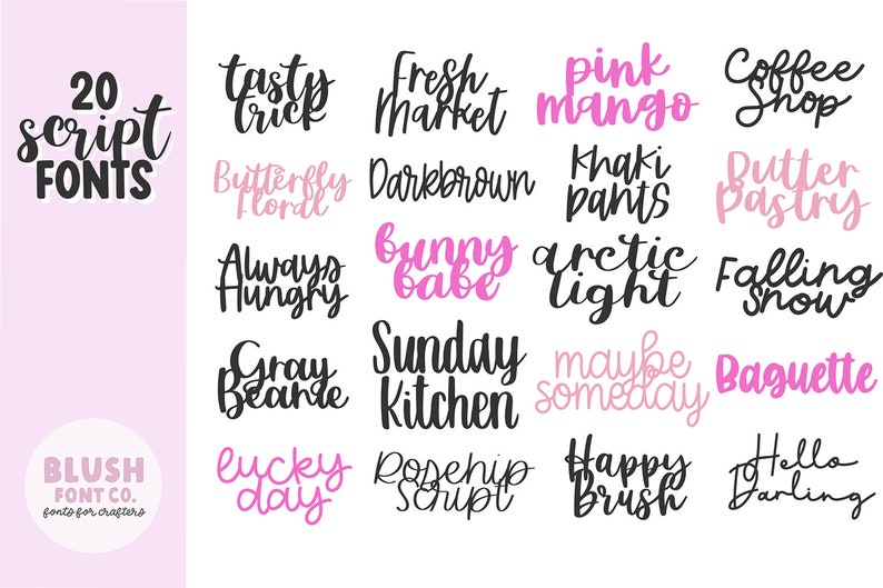 20 TYPSNITT! Söta typsnittspaket, typsnittspaket för Cricut, typsnittspaket för hantverkare, penseltypsnitt, kursiva typsnitt, flickigt procreate-typsnitt bild 2