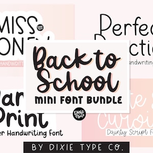 MINI FONT BUNDLE Back To School Font Bundle for Cricut, handwriting fonts, kids fonts, school fonts, fonts, cricut fonts, teacher fonts cute