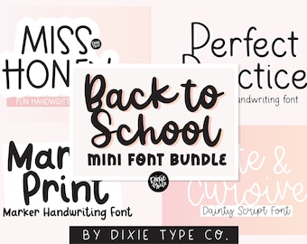 MINI FONT BUNDEL Terug naar school lettertypebundel voor Cricut, handschriftlettertypen, kinderlettertypen, schoollettertypen, lettertypen, cricut-lettertypen, leraarlettertypen schattig