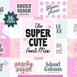 16 FONTS! SUPER CUTE Font Mix - Font Bundle, Font Bundles for Cricut, handwriting fonts, cute font bundle, girly, canva, goodnotes fonts