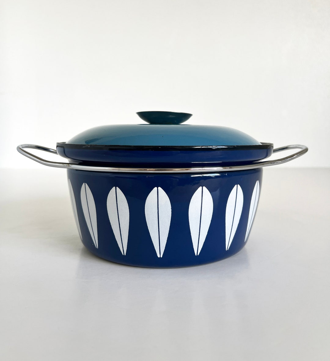 Cathrineholm Lotus Enamel Lidded Pot Blue Mid Century - Etsy