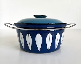 Cathrineholm Lotus Enamel Lidded Pot Blue Mid Century - Etsy