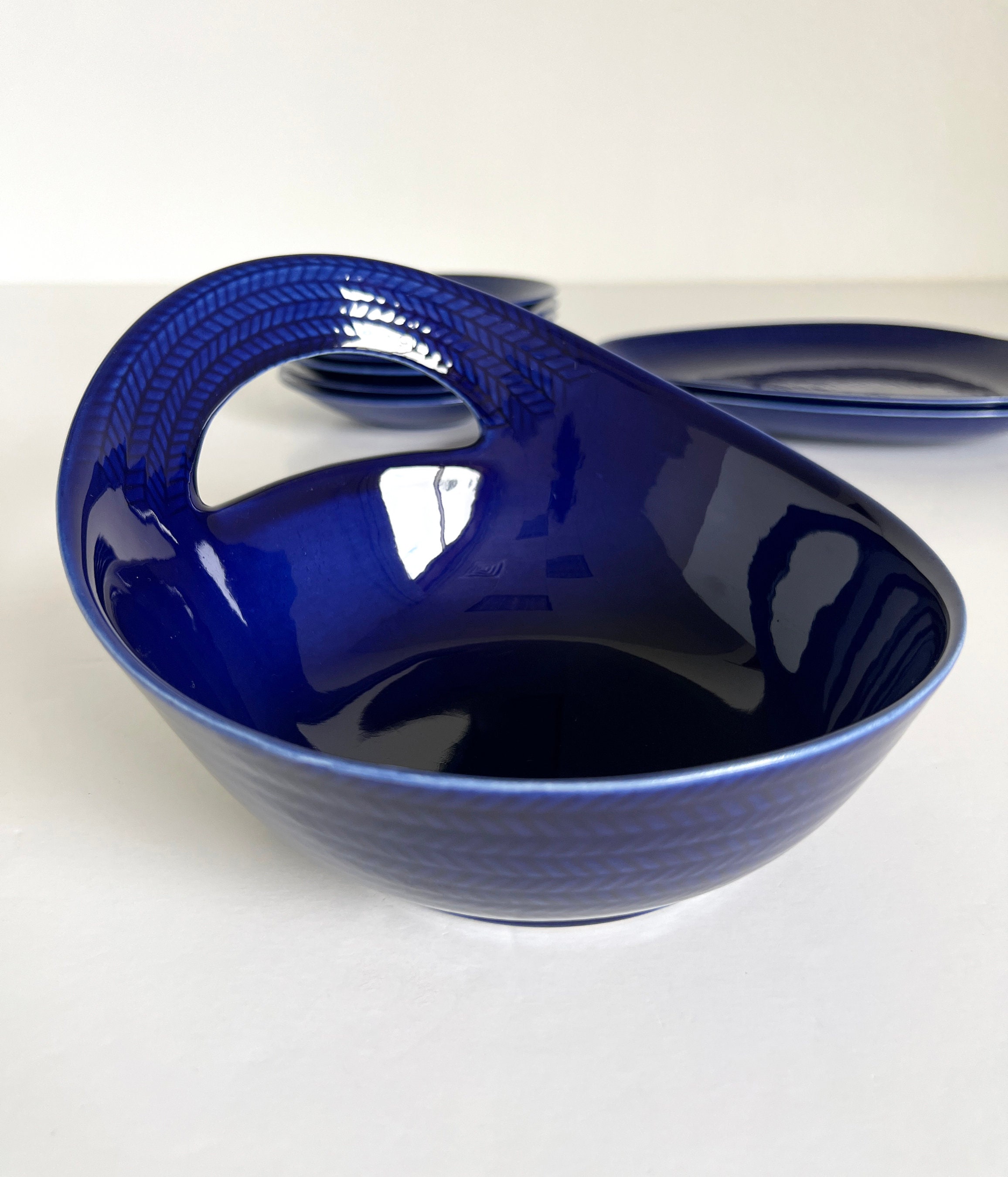RARE Hertha Bengtson Rorstrand Blue Fire Bla Eld Serving Bowl With