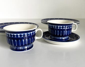 Arabia Finland Valencia Footed Cup Saucer Coffee Teacup Ulla Procope 3pc Set Scandinavian Mid Century