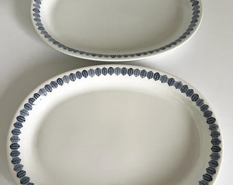 Arabia Finland Linnea 14 3/8” Large Oval Serving Platter Plate Dish 2pc Set Mid Century