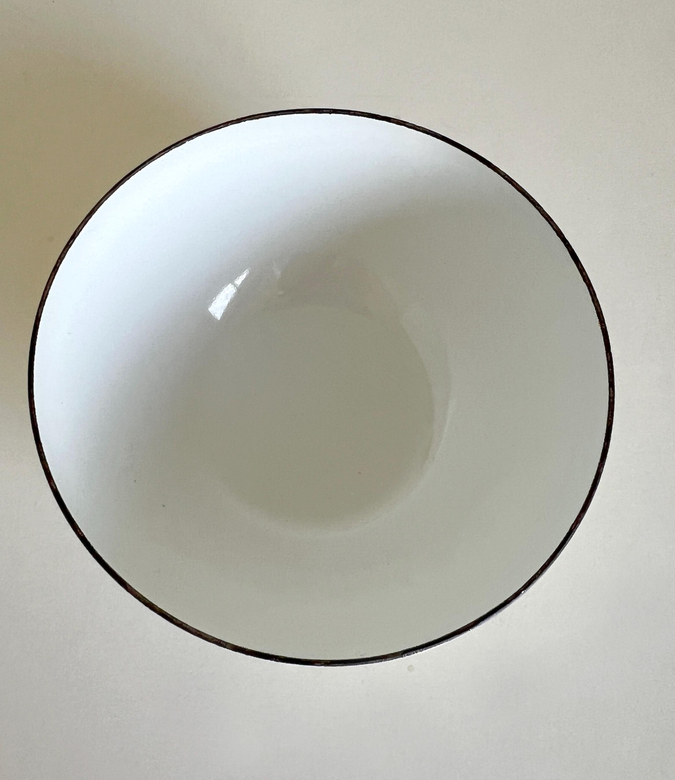 Cathrineholm Lotus Olive Green White Enamel Bowl 4