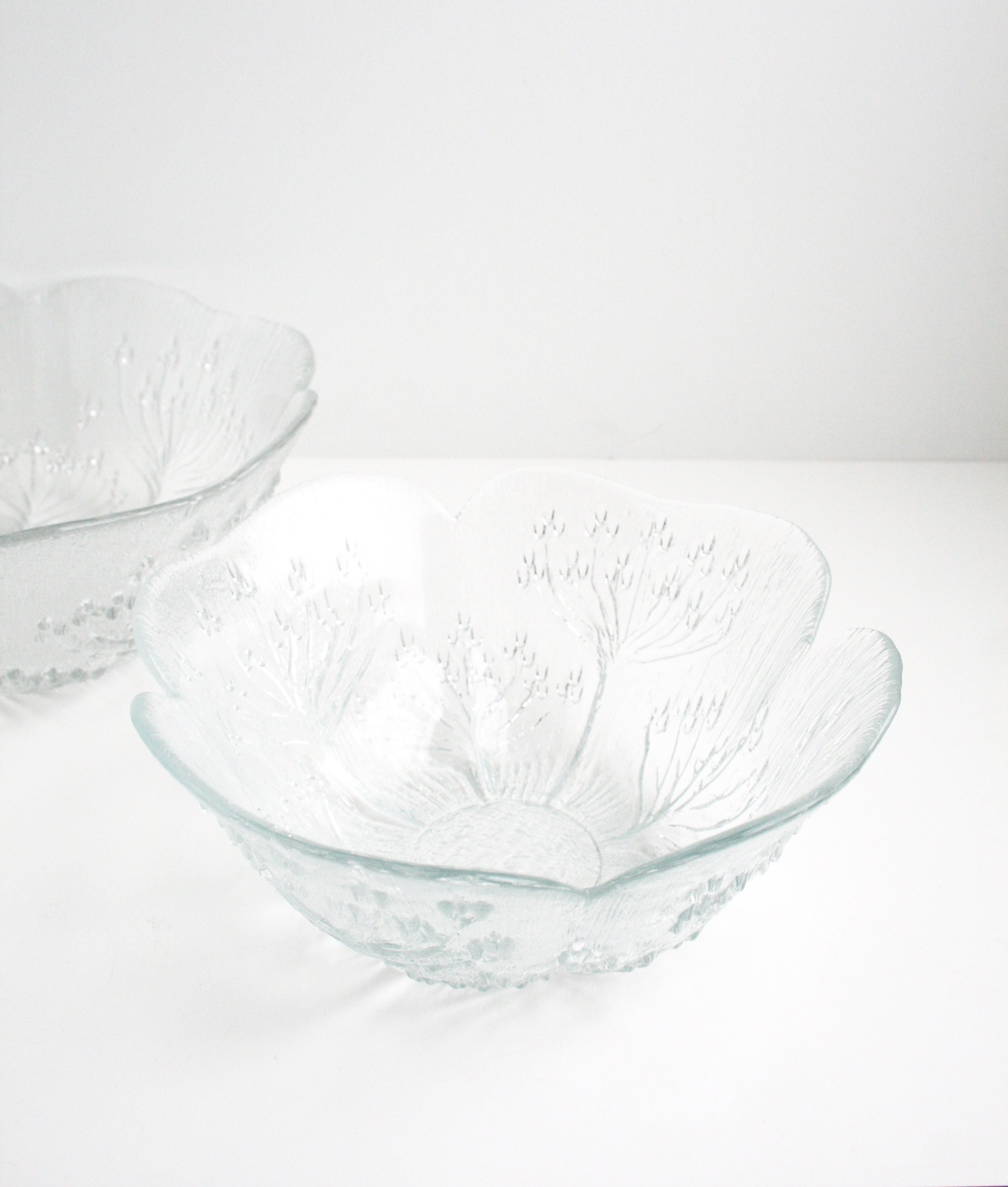 Dansk Floriform Glass XLarge Serving Bowl Set of 2 Mid Century Etsy