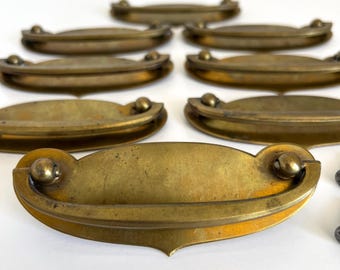 Drawer Drop Bail Pull Handle A4737DC Antique Brass 4.5" Vintage Mid Century Set of 2