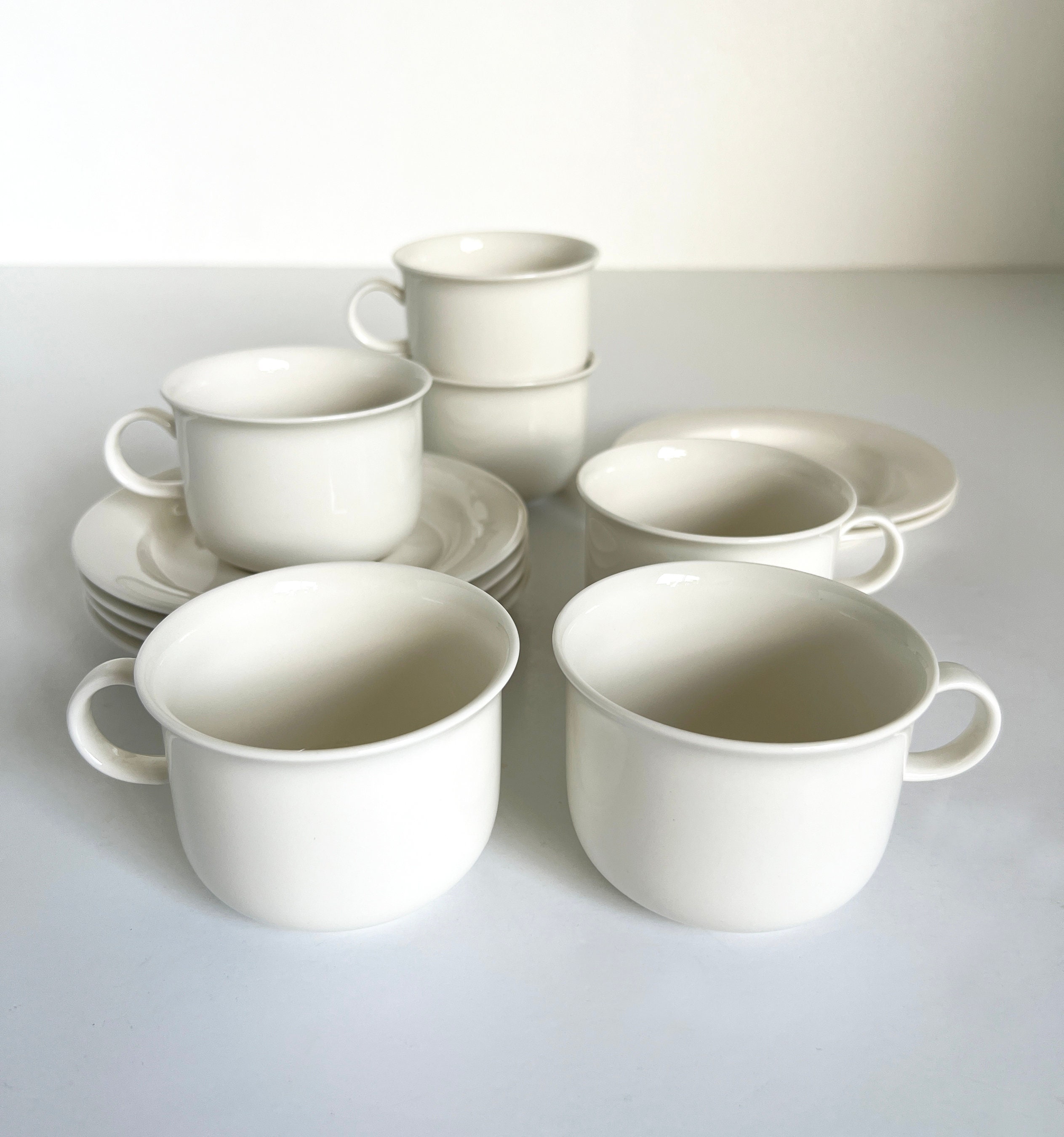 Arabia Finland Arctica White Tea Coffee Cup Saucer X4 Inkeri Leivo