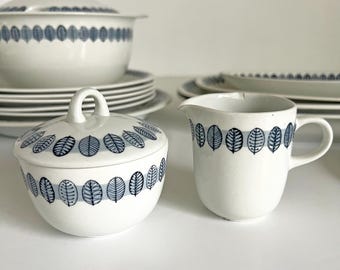 Arabia Finland Linnea Sugar Bowl with Lid Creamer 3pc Set Mid Century