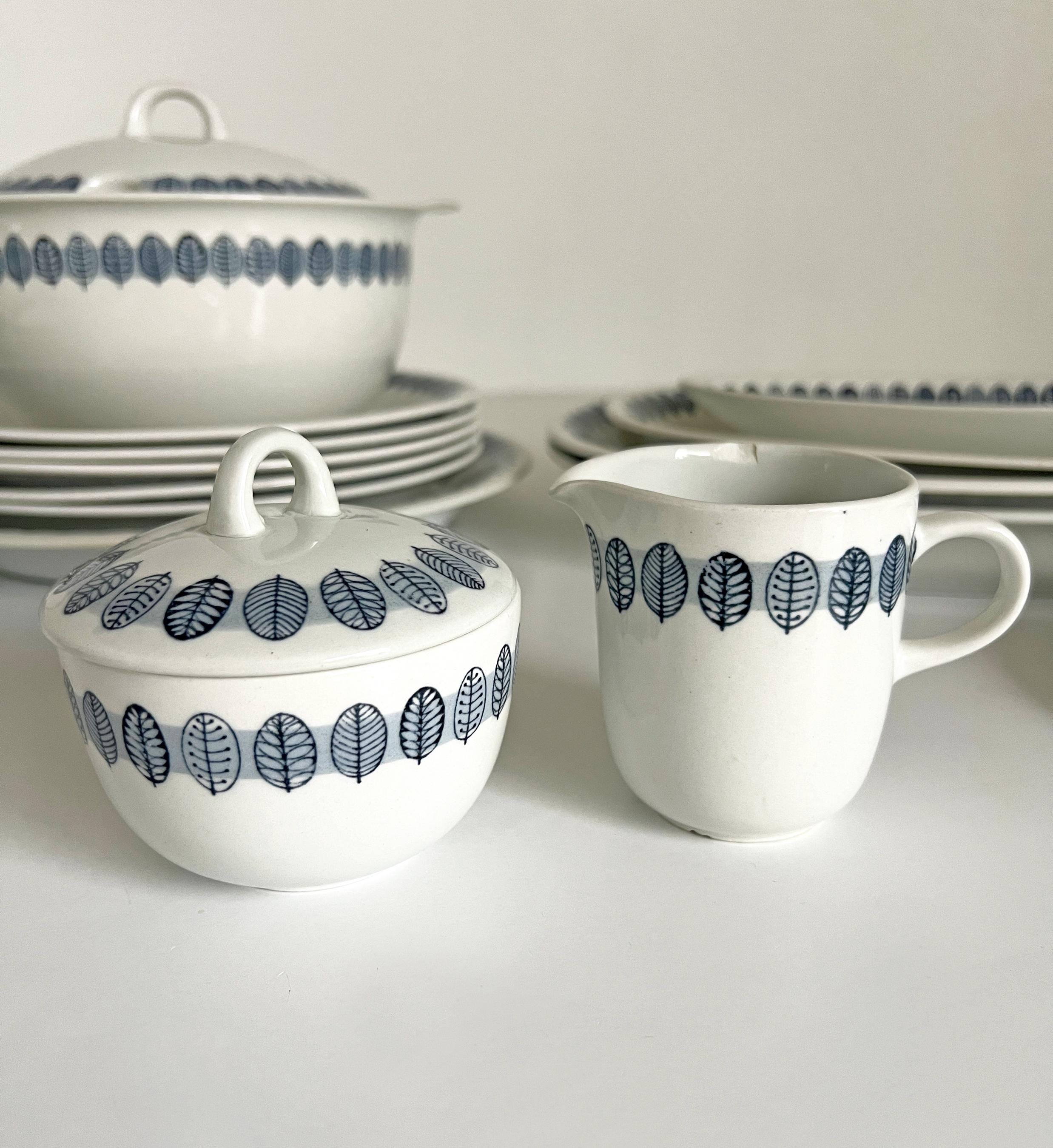 Arabia Finland Linnea Sugar Bowl With Lid Creamer 3pc Set Mid