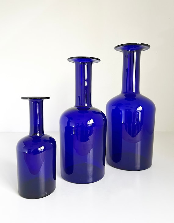 Holmegaard Gulvase Otto Brauer Blue Glass Vase 17